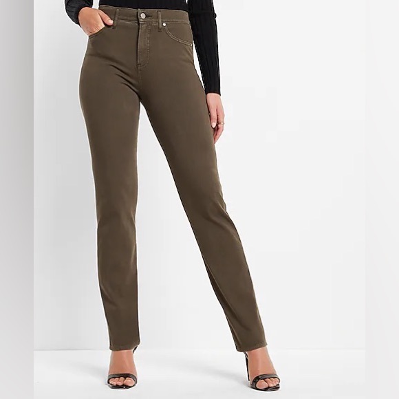 Express Pants - Express High Waisted Olive Supersoft Modern Straight Jeans